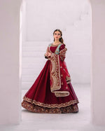 Red Georgette Thread & Sequence Embroidered Gown