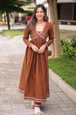 Copper Handloom Kurti Set