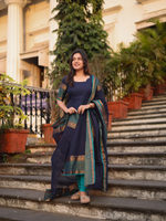 Blue & Peacock Blue Kanchi Cotton Kurta Set