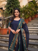 Blue & Peacock Blue Kanchi Cotton Kurta Set