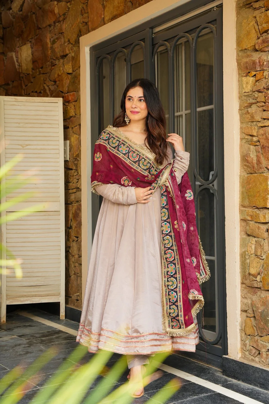 Petal Festive Gown With Sequence Embroidered Dupatta