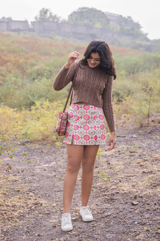 Brown Cropped Pull Over