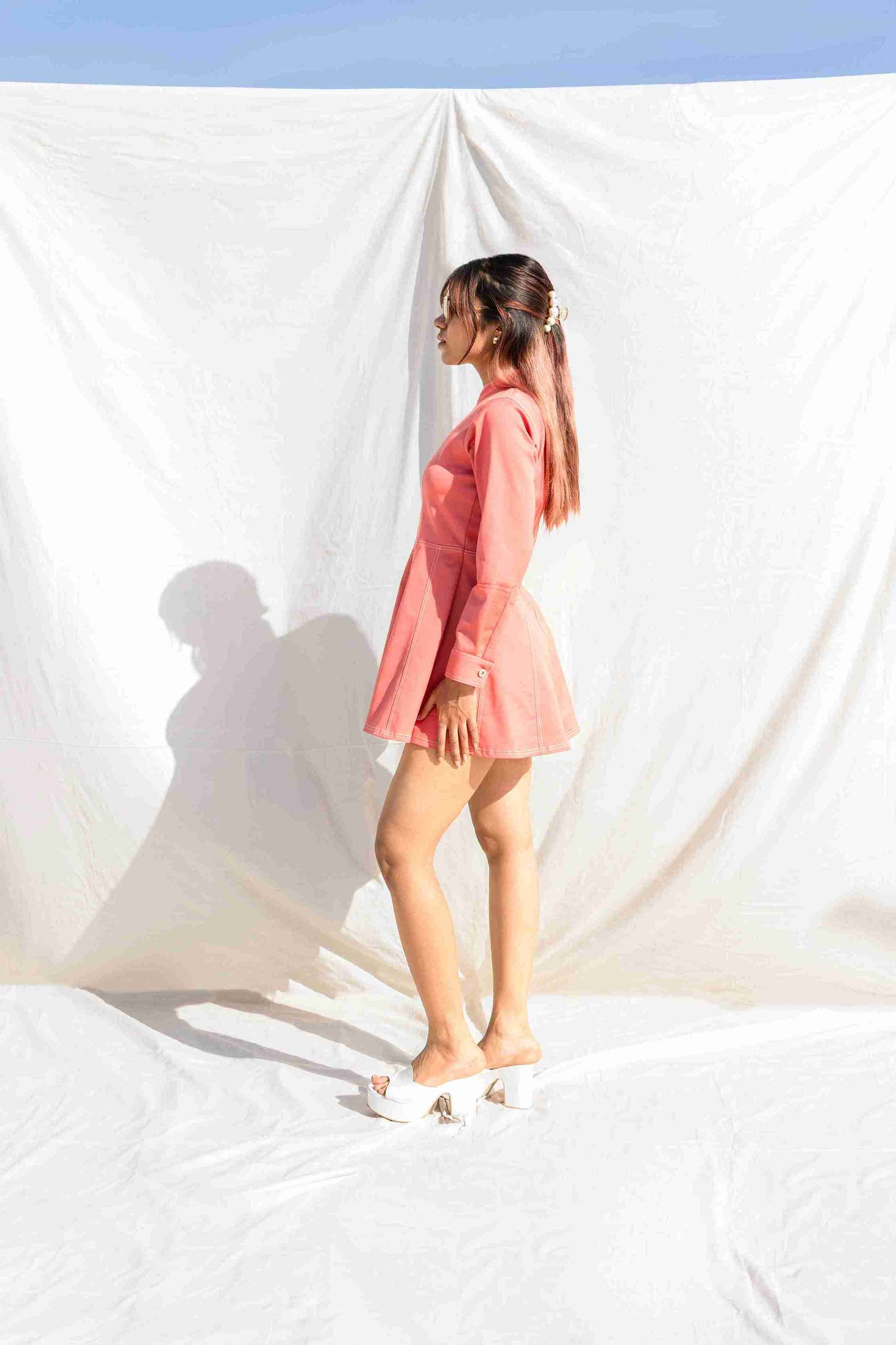 Shell Pink Top Stitch Dress