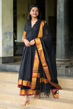 Black Handloom Kurta Set