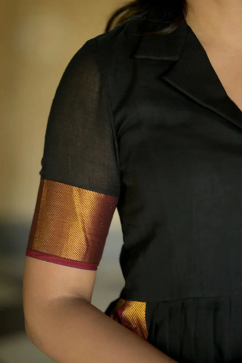 Black Handloom Kurta Set