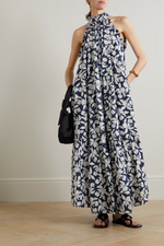 Floral Prited Maxi Dress With Frills
