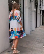 White Printed Short Dress