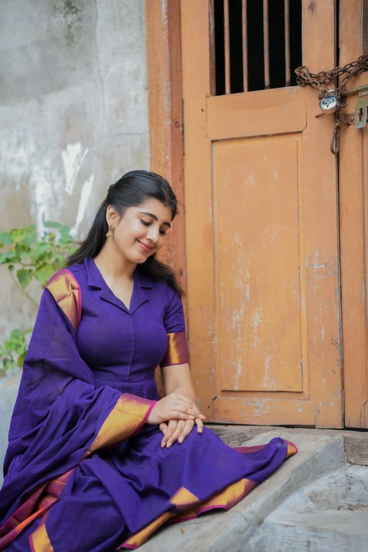 Handloom Suit Set in Purple