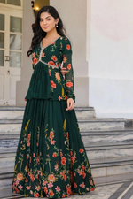 Floral Indo Western In Green