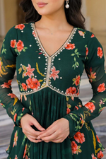 Floral Indo Western In Green