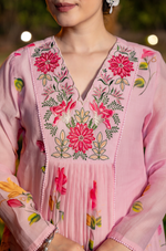 Rose Floral Chanderi Suit Set