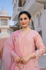 Rose Multi-Thread Embroidered Mul Chanderi Kurta Suit