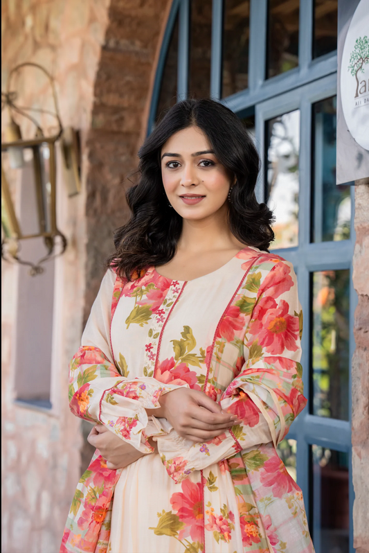 Floral Printed Mul Cotton Suit Set- Summer Special