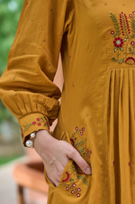 Mustard MulMul Embroidered Suit Set