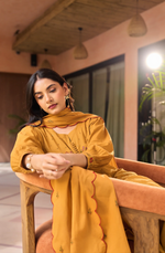 Mustard MulMul Embroidered Suit Set