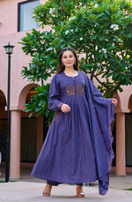 Lilac MulMul Embroidered Suit Set