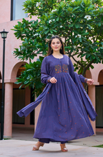 Lilac MulMul Embroidered Suit Set