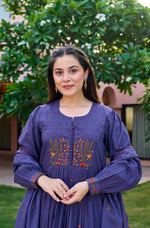 Lilac MulMul Embroidered Suit Set