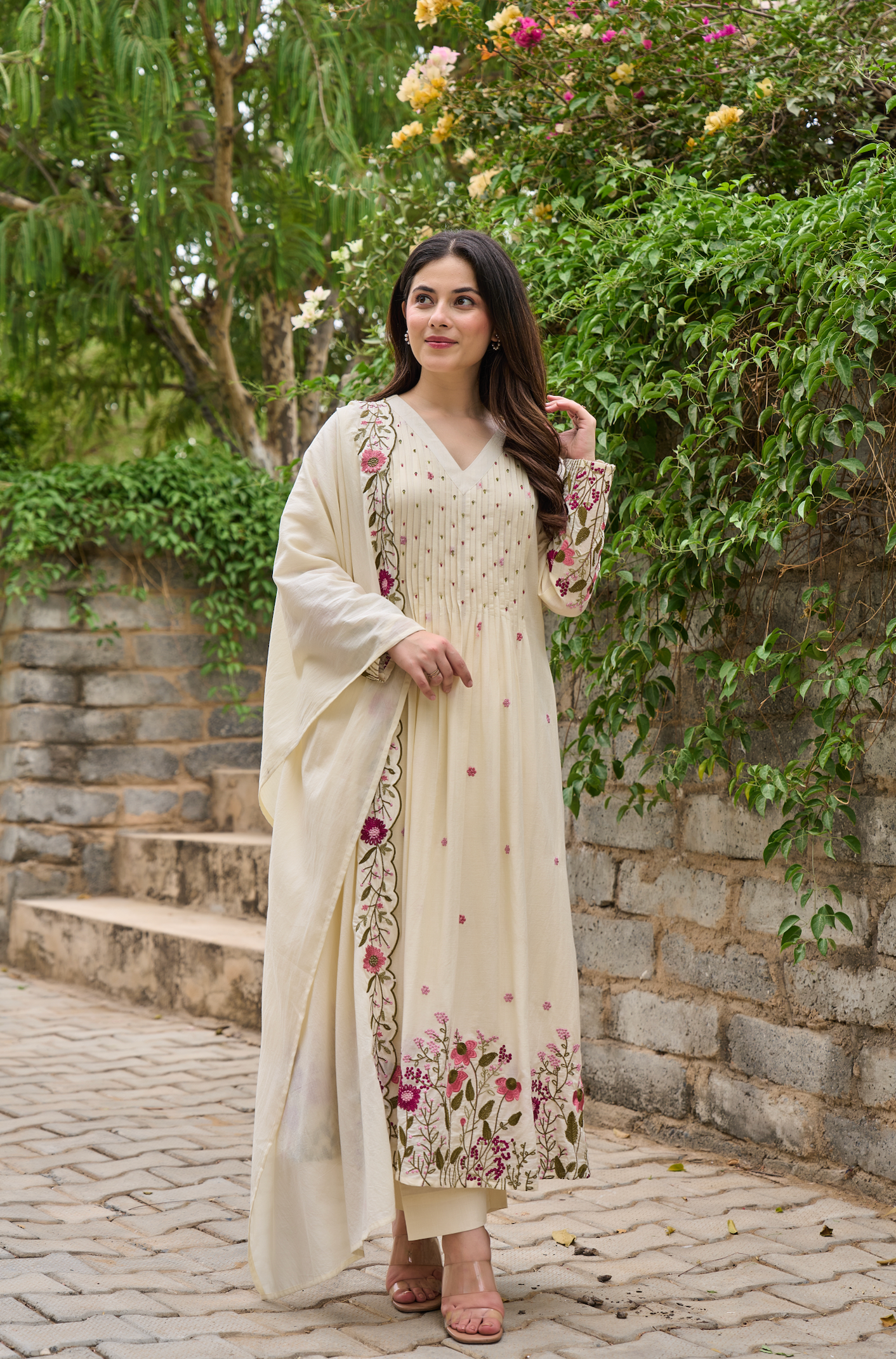Pearl Blossom Mul Cotton Kurta Suit
