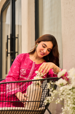 Rose Cotton  Printed & Embroidered Kurta Pant With Organza Dupatta