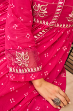 Rose Cotton  Printed & Embroidered Kurta Pant With Organza Dupatta