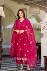 Rani Rose Chanderi Embroidered Suit Set