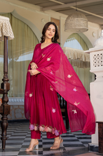 Rani Rose Chanderi Embroidered Suit Set