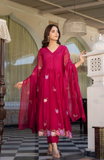 Rani Rose Chanderi Embroidered Suit Set