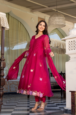 Rani Rose Chanderi Embroidered Suit Set