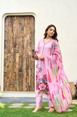 Rose Muslin A -LineEmbroidered  Suit Set