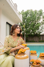 Lime Sun Silk Embroidered Suit Set