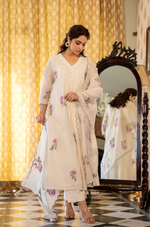 Off White Floral Mul Chanderi Suit Set