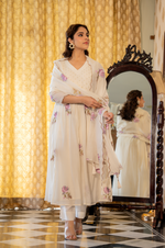 Off White Floral Mul Chanderi Suit Set