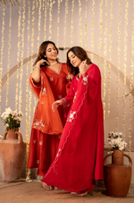 Tangerine Russian Silk Festive Suit Set