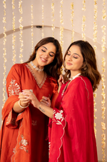 Tangerine Russian Silk Festive Suit Set