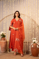 Tangerine Russian Silk Festive Suit Set