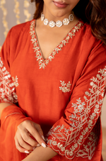 Tangerine Russian Silk Festive Suit Set
