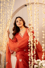 Tangerine Russian Silk Festive Suit Set