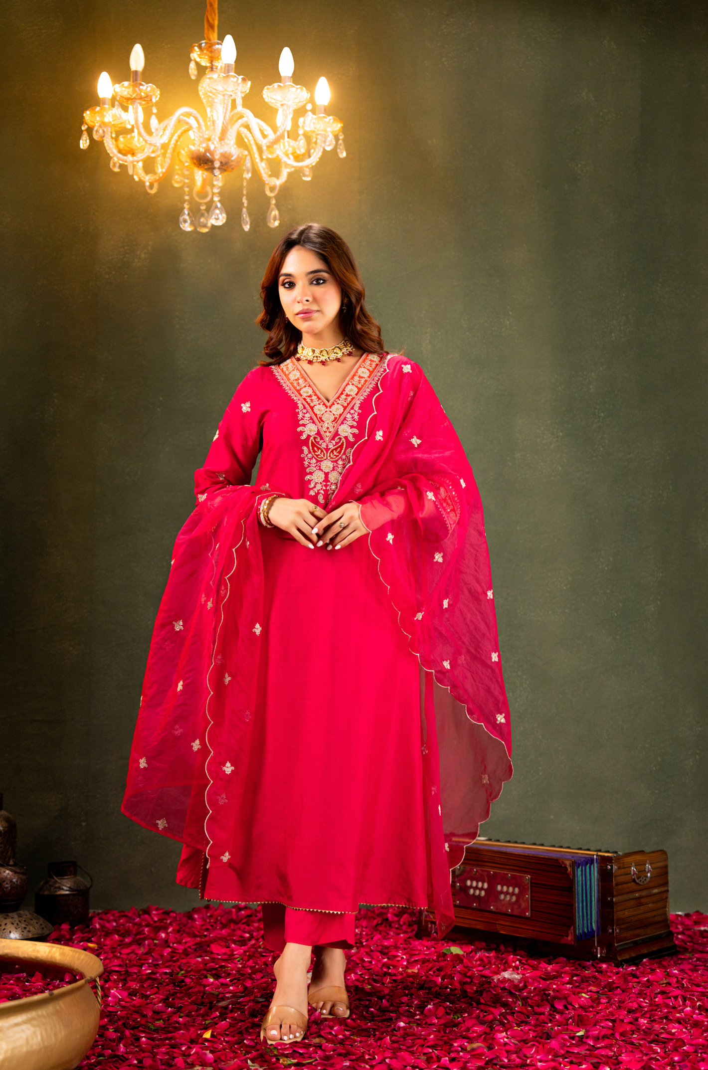 Fuchsia  Russian Silk Suit Set