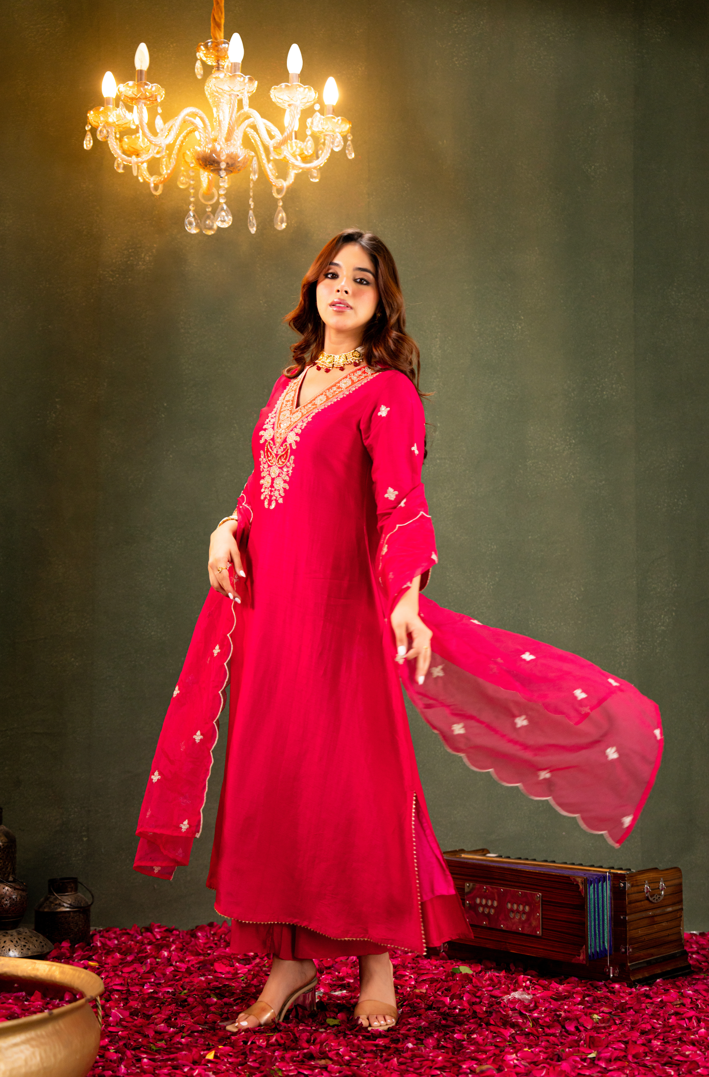 Fuchsia  Russian Silk Suit Set
