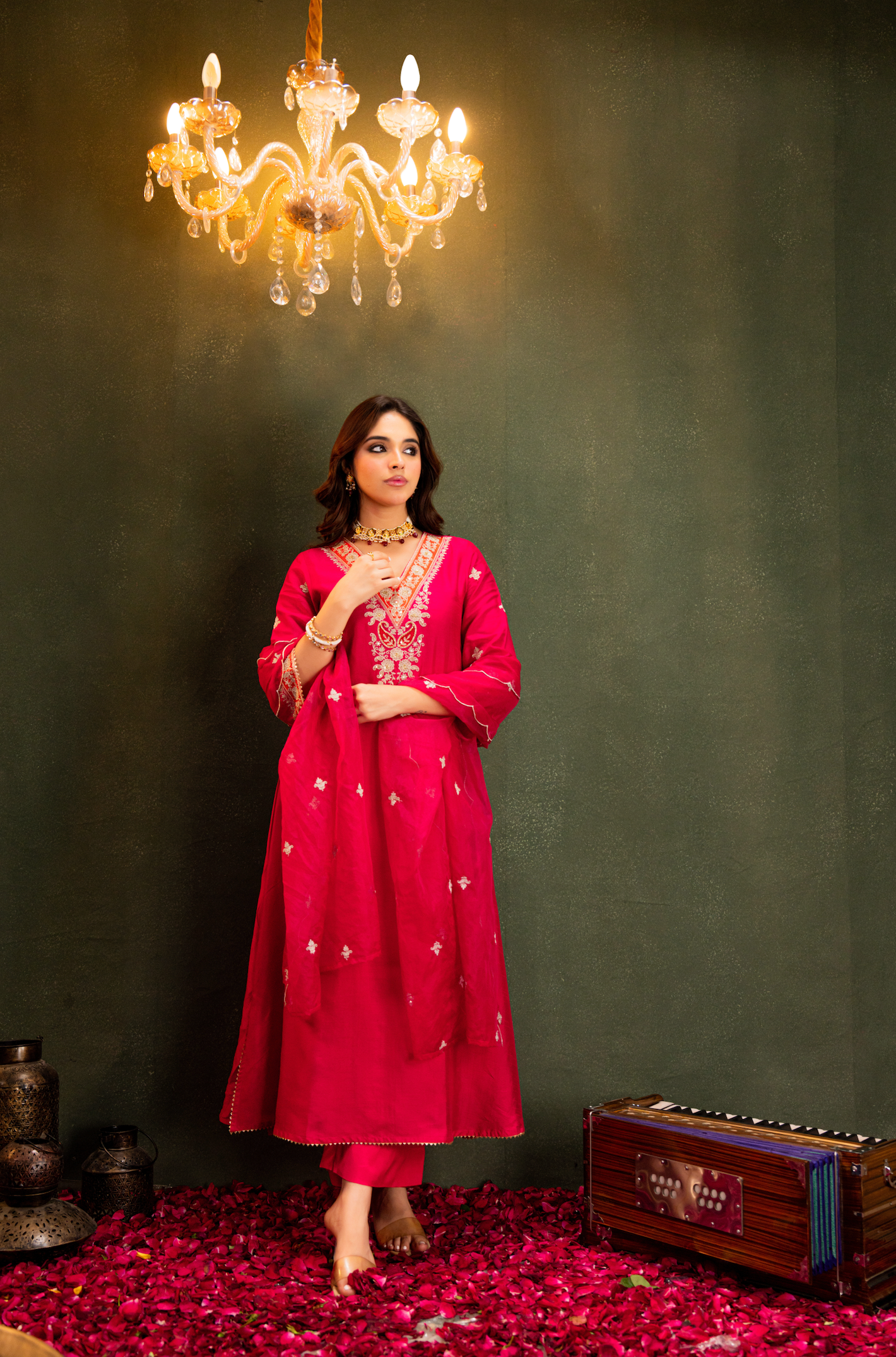 Fuchsia  Russian Silk Suit Set