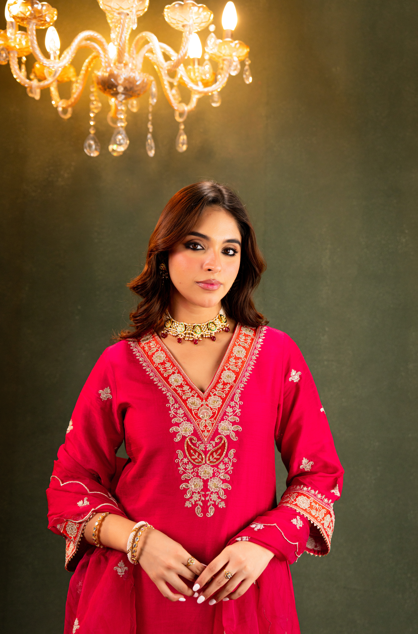 Fuchsia  Russian Silk Suit Set