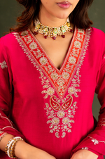 Fuchsia  Russian Silk Suit Set