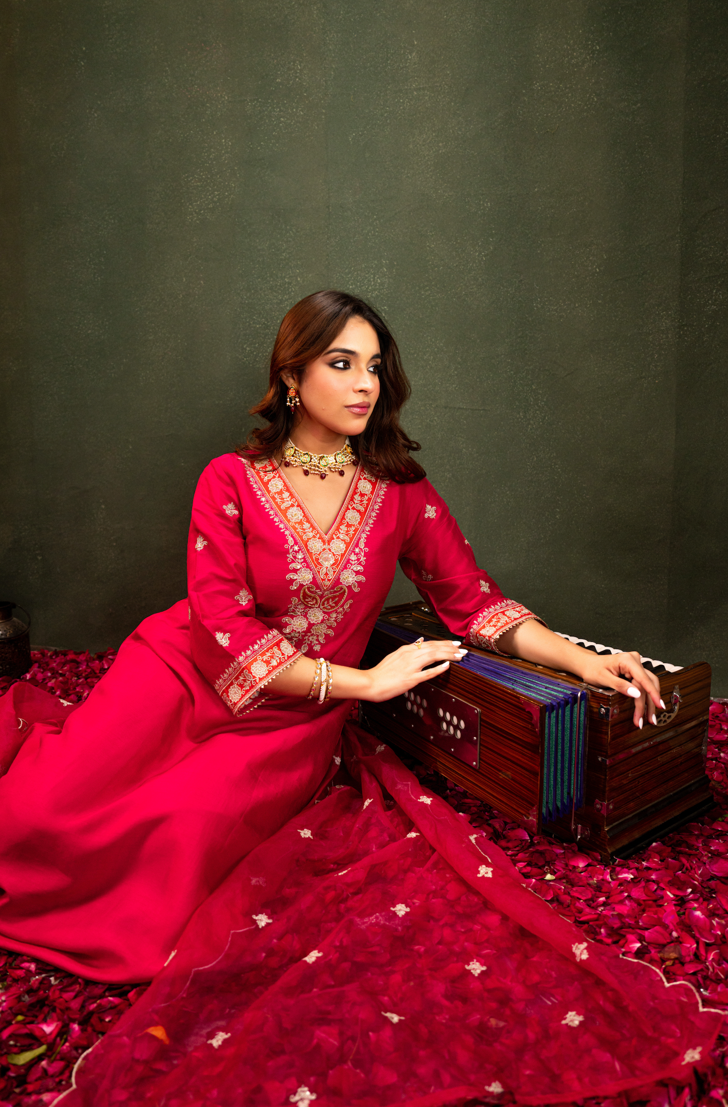 Fuchsia  Russian Silk Suit Set