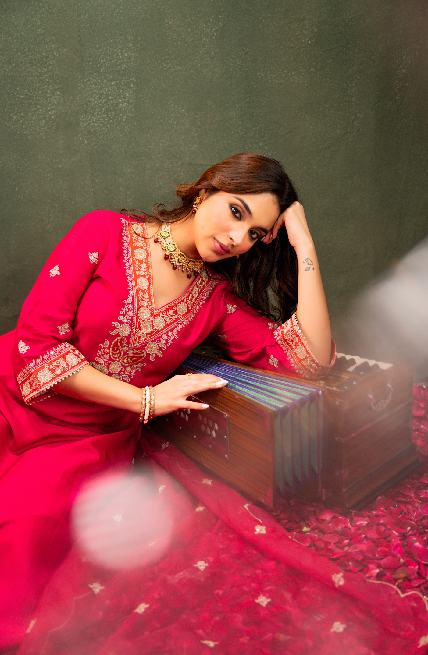 Fuchsia  Russian Silk Suit Set