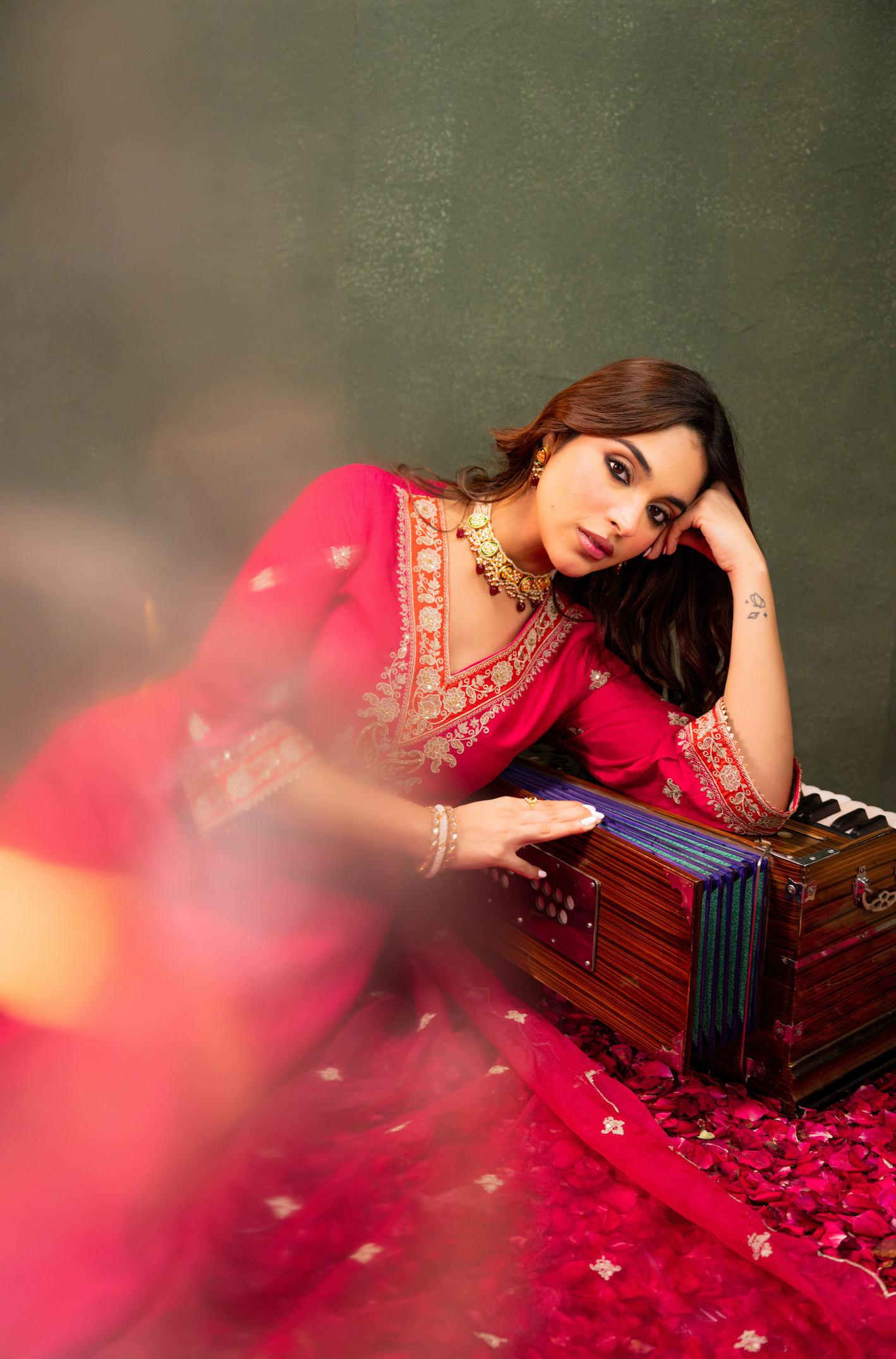 Fuchsia  Russian Silk Suit Set