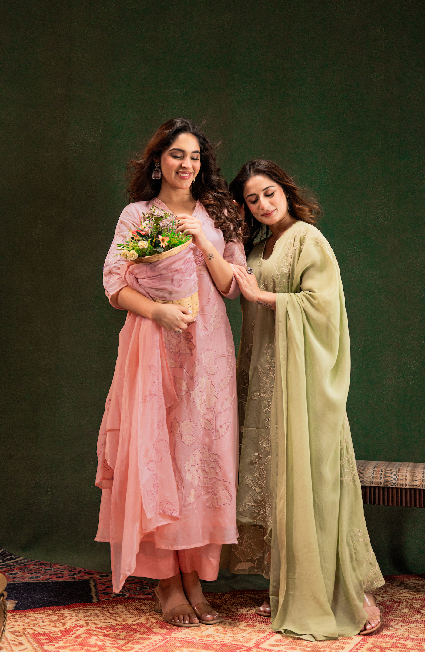 Blush Embroidered Silk Suit Set