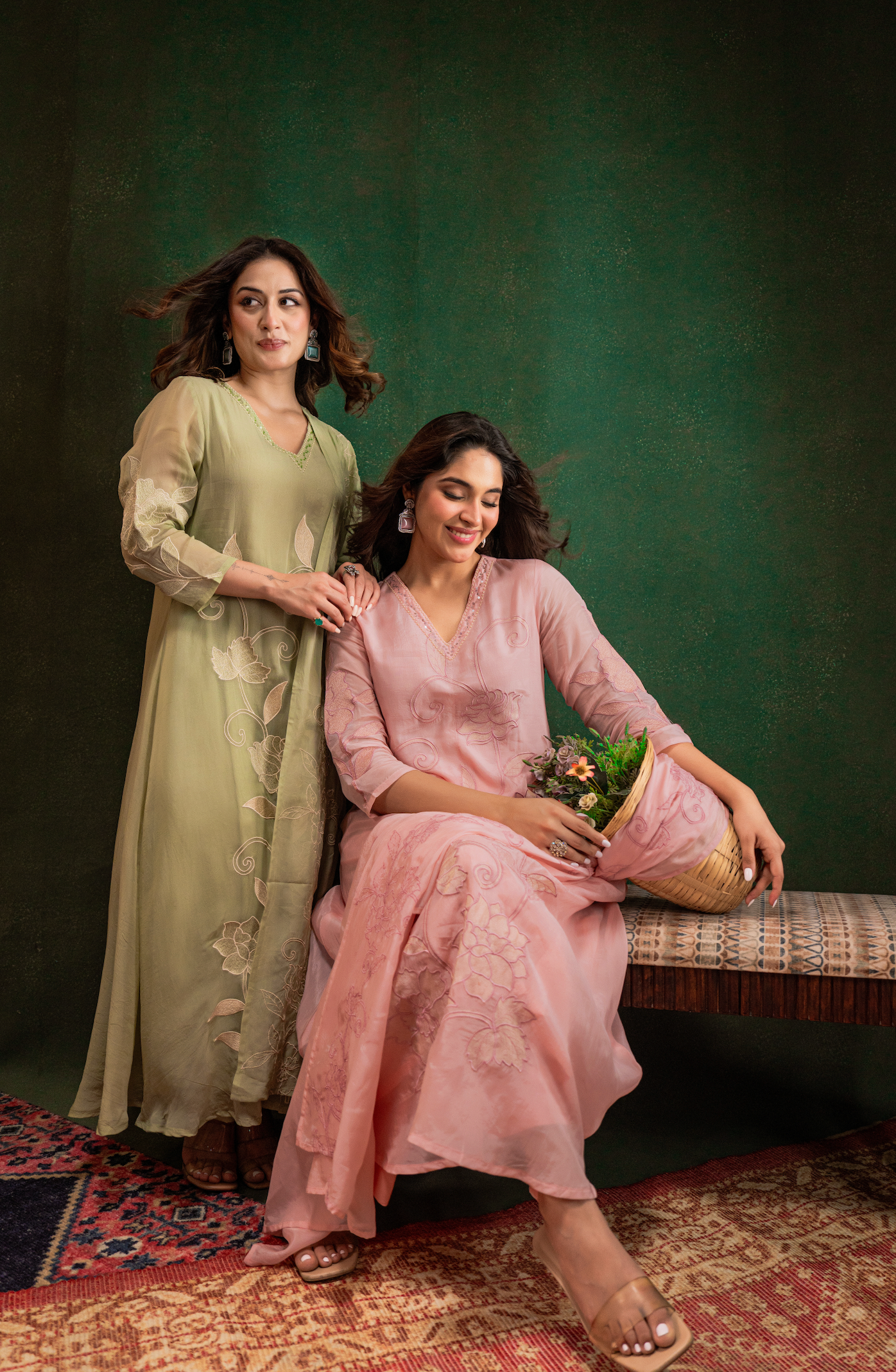 Blush Embroidered Silk Suit Set