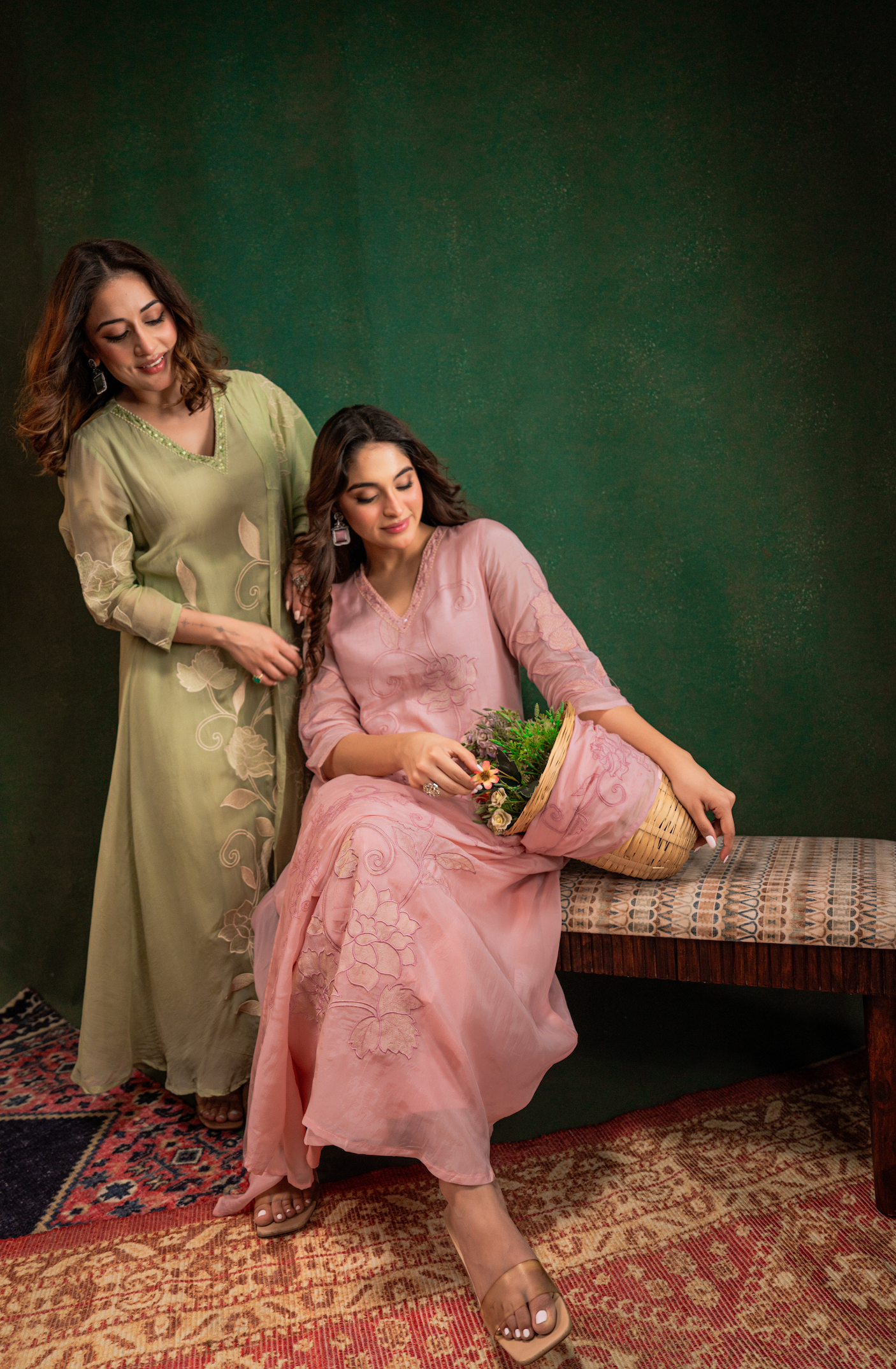 Blush Embroidered Silk Suit Set