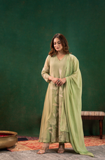 Pistachio Embroidered Silk Suit Set